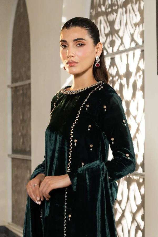 Velvet Crystal Beads 3 Pc Dress