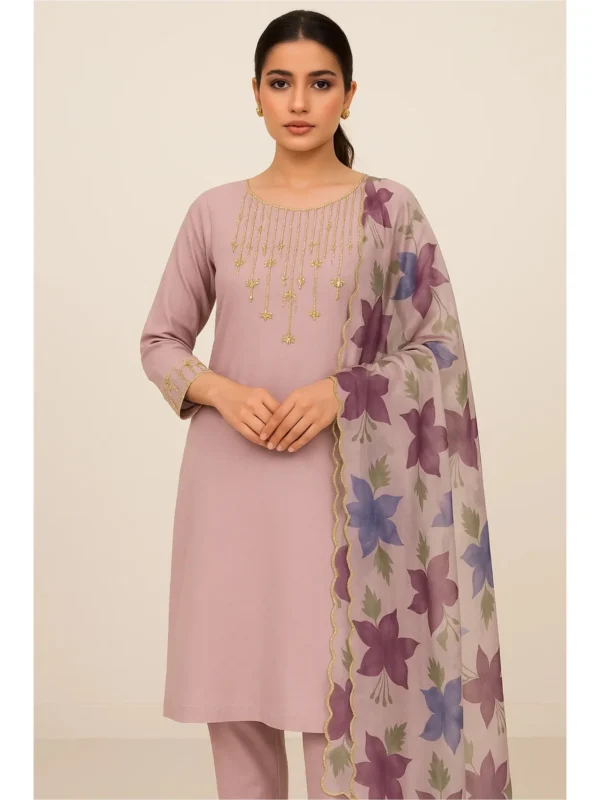 Most Demanded & Beautiful Oil Paint Work With Handwork Lawn 3 Pc Dress