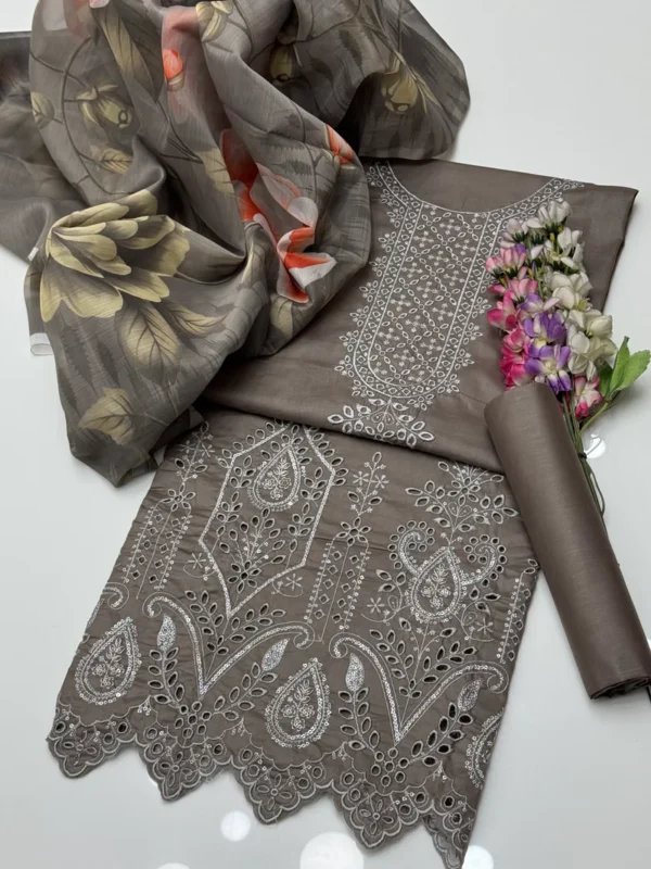 Beautiful Boring Shiffile Chikankari & Sequence Work Lawn 3 Pc Dress