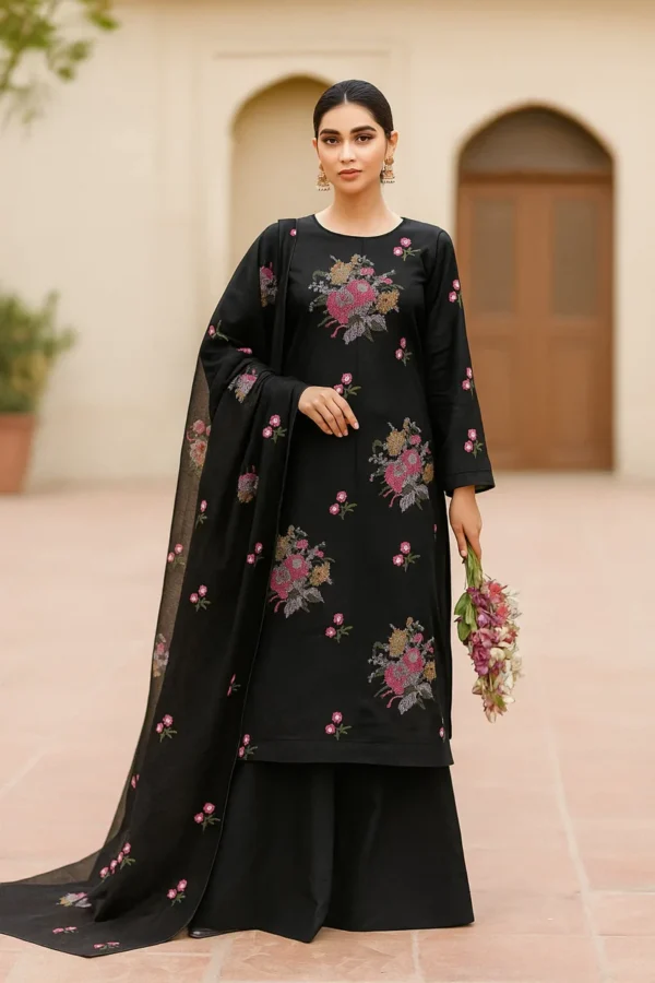 Handmade Style Cross Stitch Embroidery With Sequence Work Lawn 3 Pc Dress