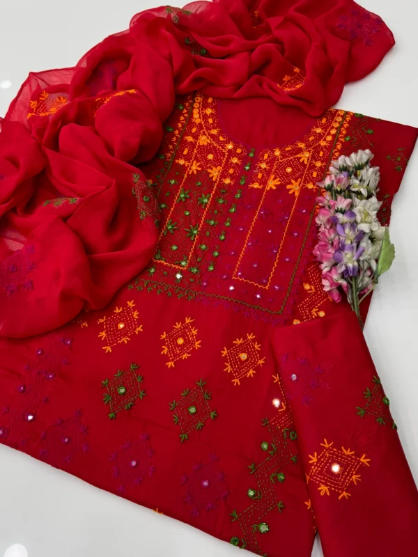 Handmade Afghani Pasham Embroidery Lawn 3 Pc Dress