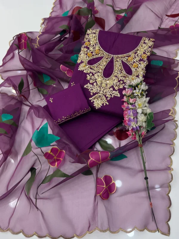 EID Special Handwork Paint | Lawn With Organza 3 Pc Dress